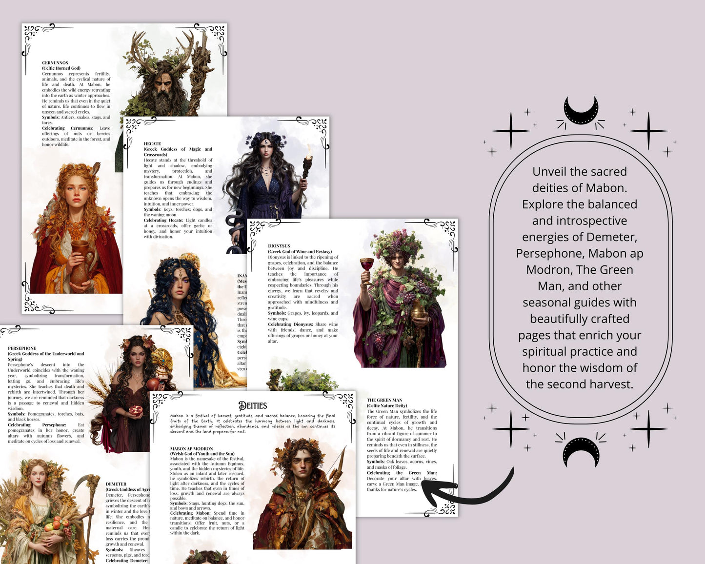Mabon. Beautiful Pages for Your Grimoire or Book of Shadows. Printable. Autumn Equinox Sabbat. Wheel of the Year.