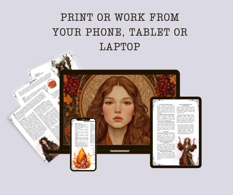Mabon. Beautiful Pages for Your Grimoire or Book of Shadows. Printable. Autumn Equinox Sabbat. Wheel of the Year.