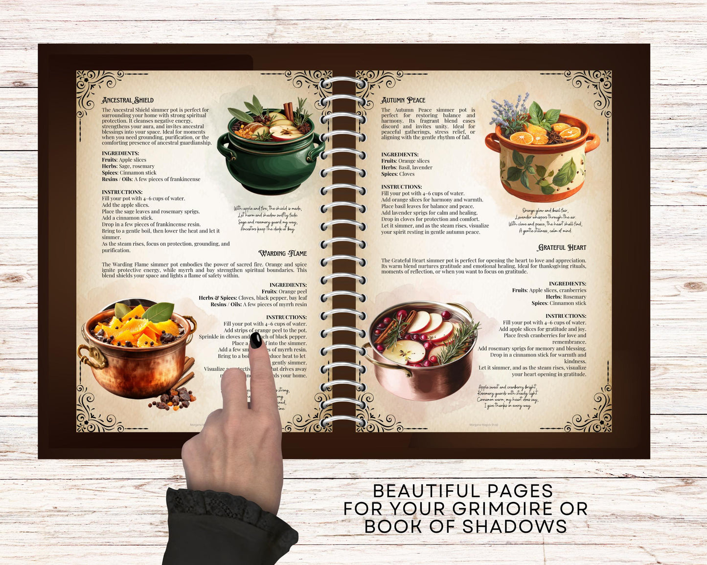 Samhain Simmer Pot Recipes PDF | Witchy Stovetop Potpourri Rituals, Wiccan Fall Magic, Ancestral Connection, Protection & Cleansing.