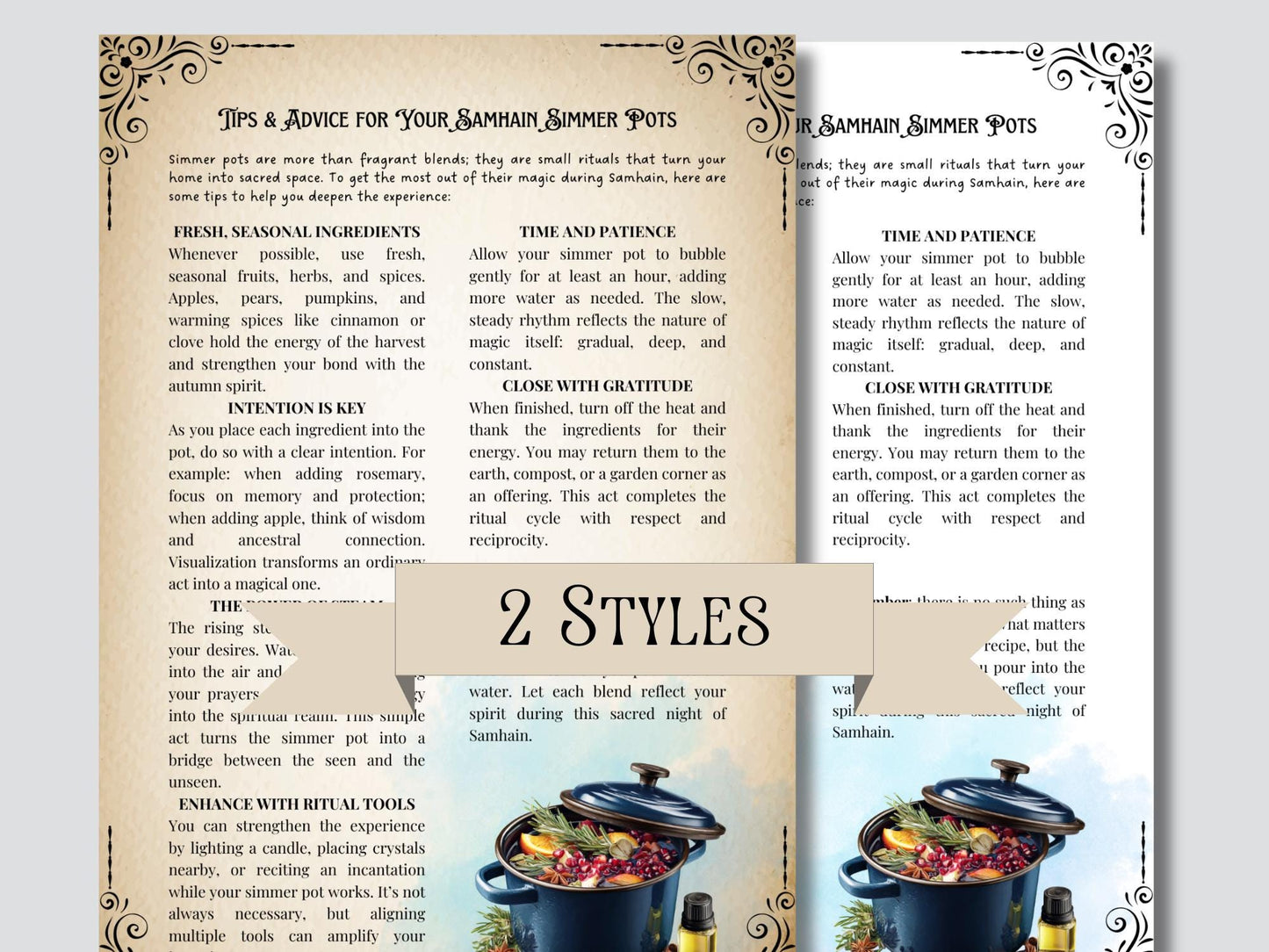 Samhain Simmer Pot Recipes PDF | Witchy Stovetop Potpourri Rituals, Wiccan Fall Magic, Ancestral Connection, Protection & Cleansing.