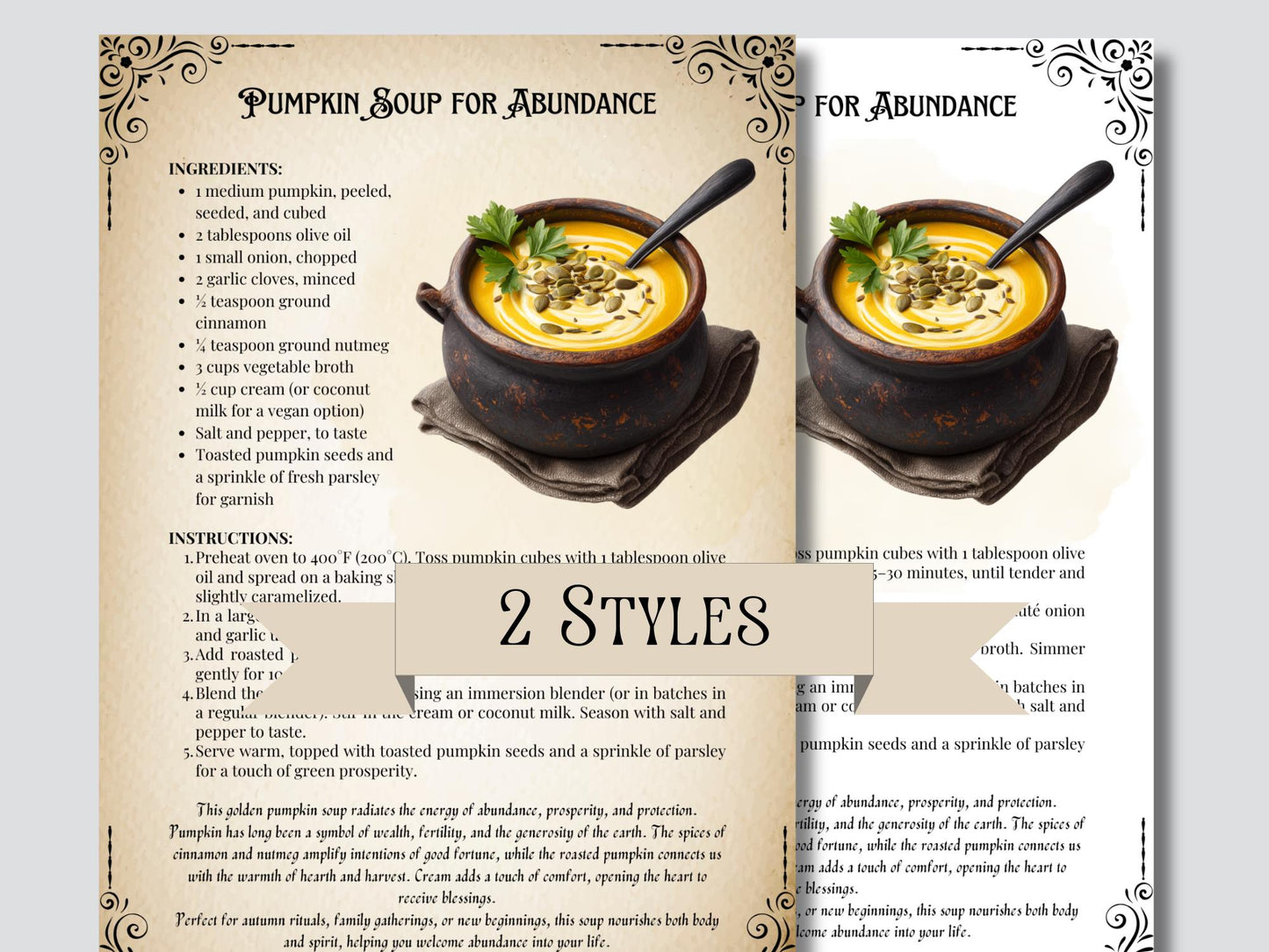 Pumpkin Magick Recipes Cookbook | Witchy Autumn Samhain Kitchen Witch Grimoire | Pumpkin Spice & Harvest Recipes | Printable