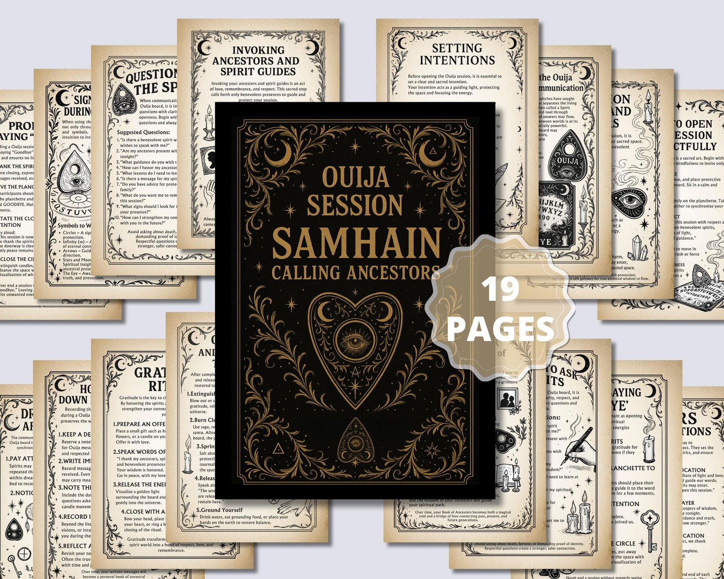 Ouija Session Guide PDF – Samhain Ritual to Connect with Ancestors | Protection Prayers, Questions & Ritual Closing