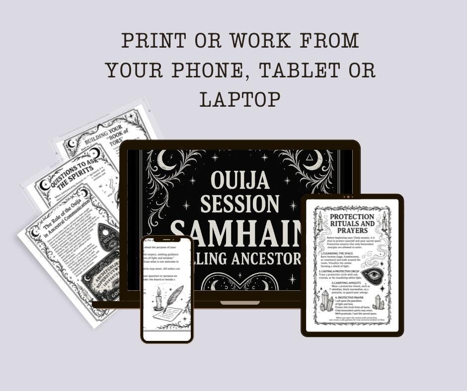 Ouija Session Guide PDF – Samhain Ritual to Connect with Ancestors | Protection Prayers, Questions & Ritual Closing