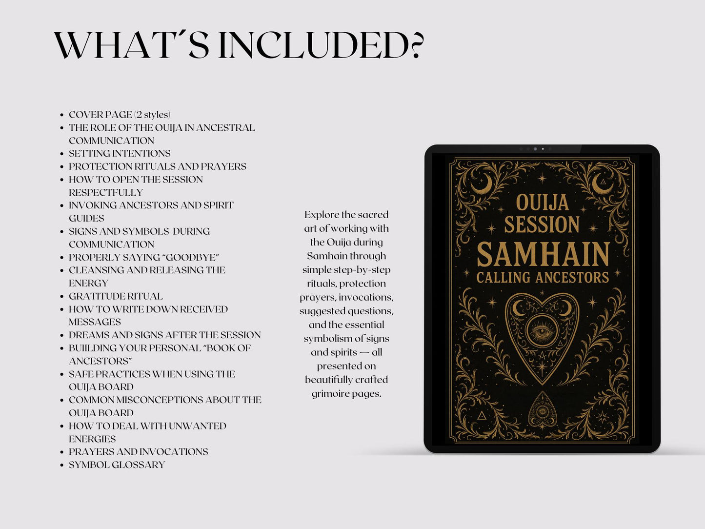 Ouija Session Guide PDF – Samhain Ritual to Connect with Ancestors | Protection Prayers, Questions & Ritual Closing