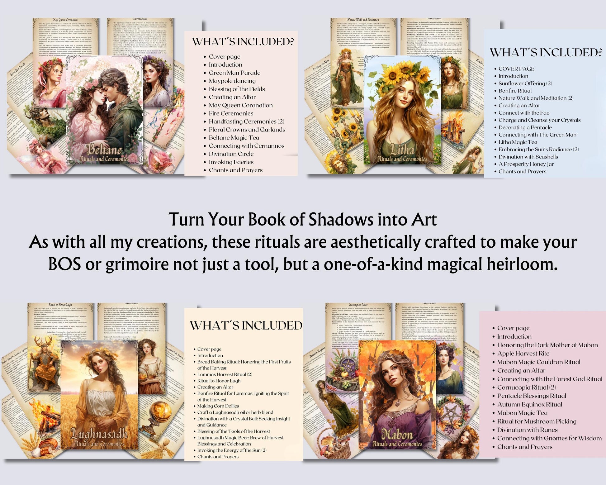 Complete Sabbats Rituals and Ceremonies Series | Wheel of the Year Ceremonies Pack | Wicca Witchcraft Pagan Digital Grimoire Pages PDF