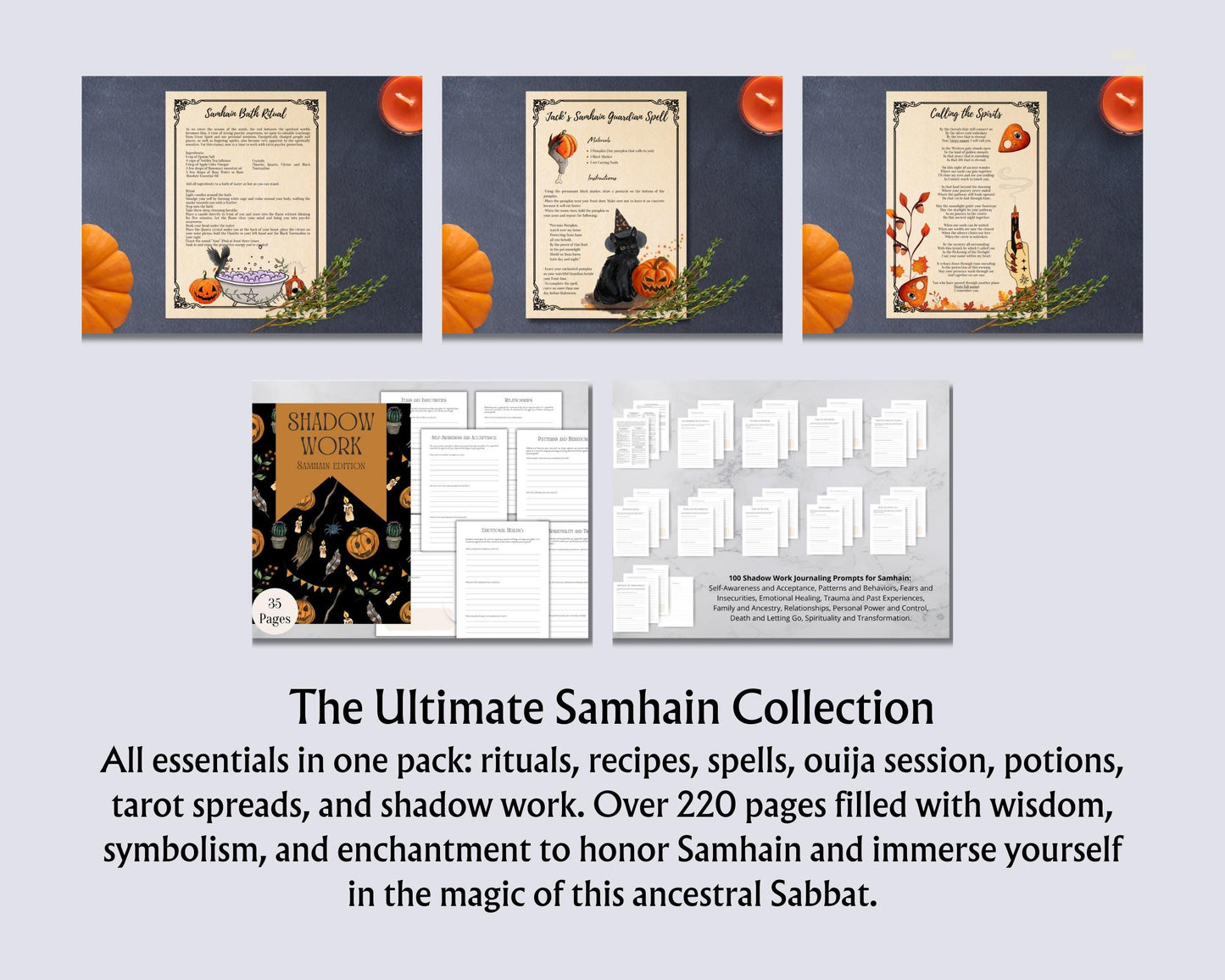 The Ultimate Samhain Collection | 260+ Book of Shadows Pages, Rituals, Spells, Ouija session, Recipes, Tarot Spreads & Witchcraft Printables