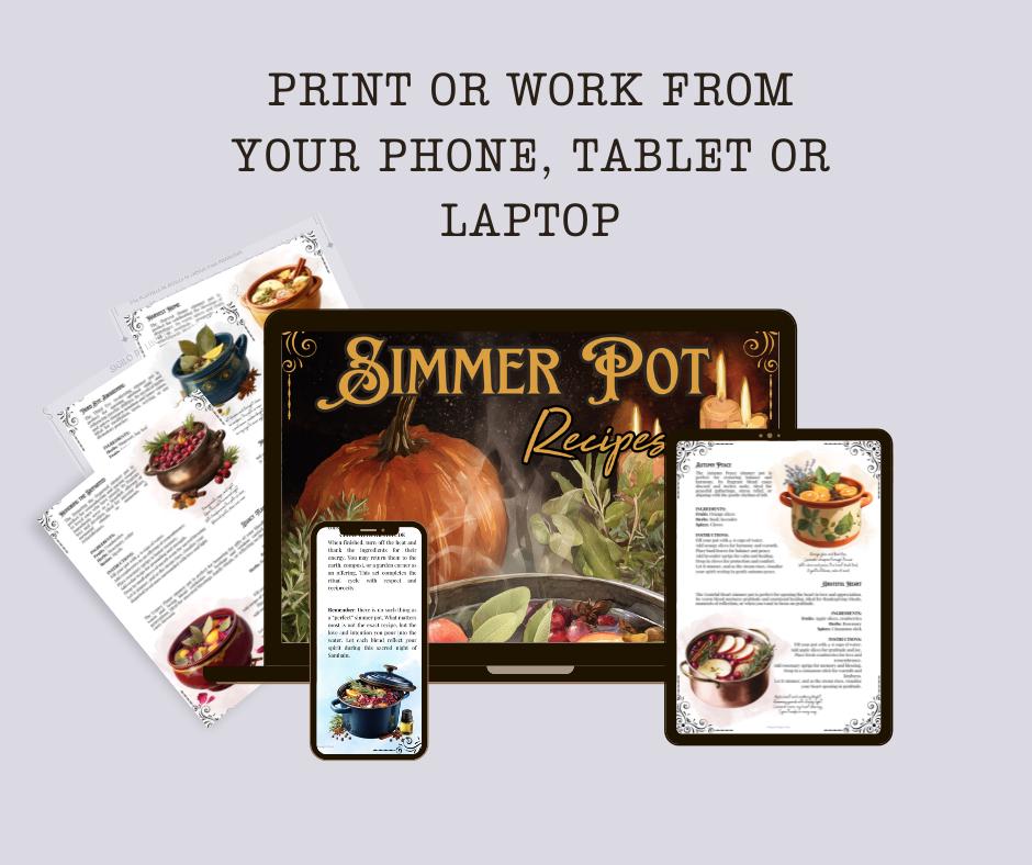 Samhain Simmer Pot Recipes PDF | Witchy Stovetop Potpourri Rituals, Wiccan Fall Magic, Ancestral Connection, Protection & Cleansing.