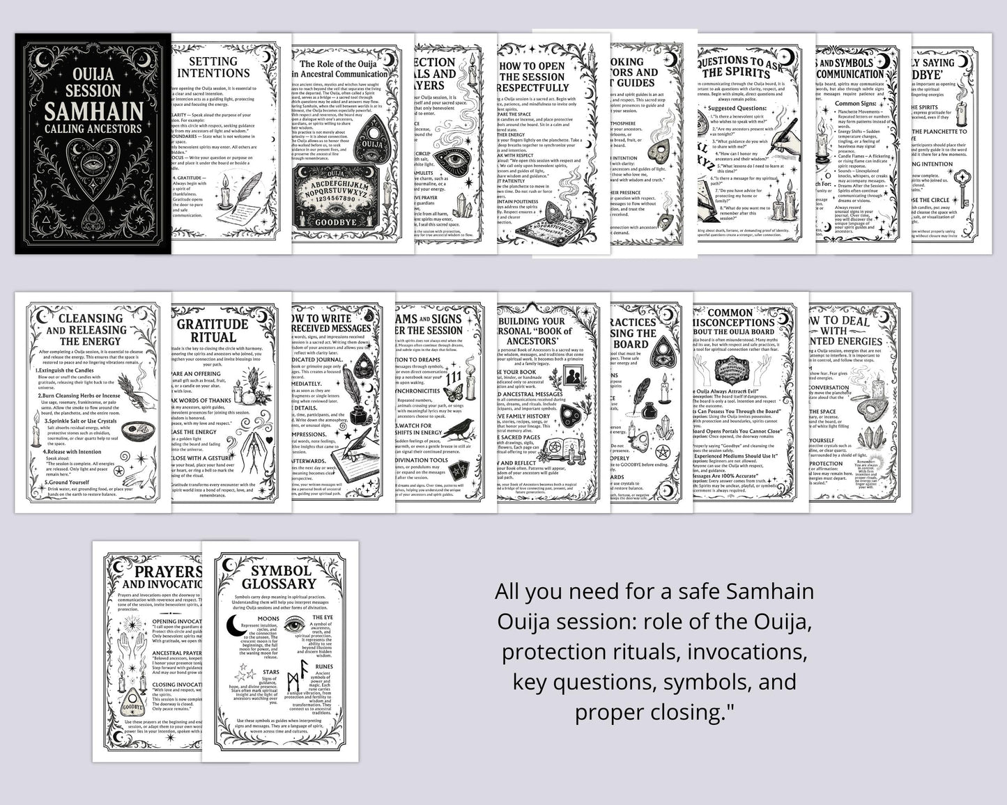 Ouija Session Guide PDF – Samhain Ritual to Connect with Ancestors | Protection Prayers, Questions & Ritual Closing