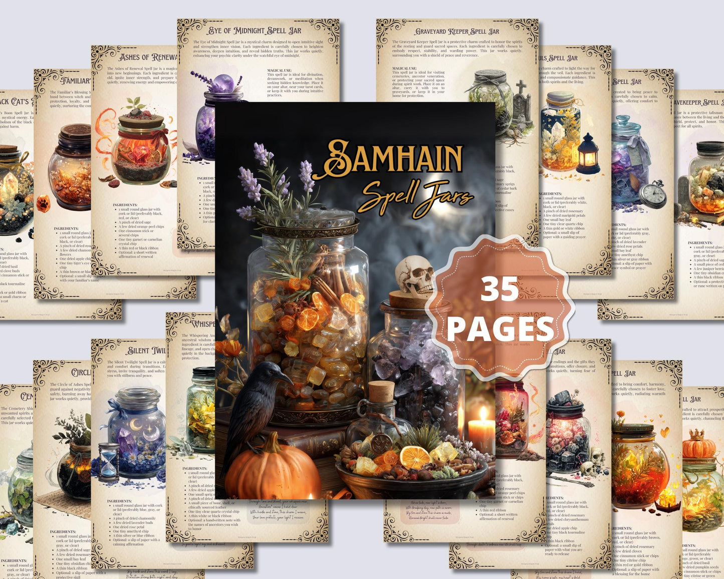 Samhain Spell Jars Printable | Grimoire Pages, Book of Shadows, Witchcraft, Wicca, BOS Digital Download