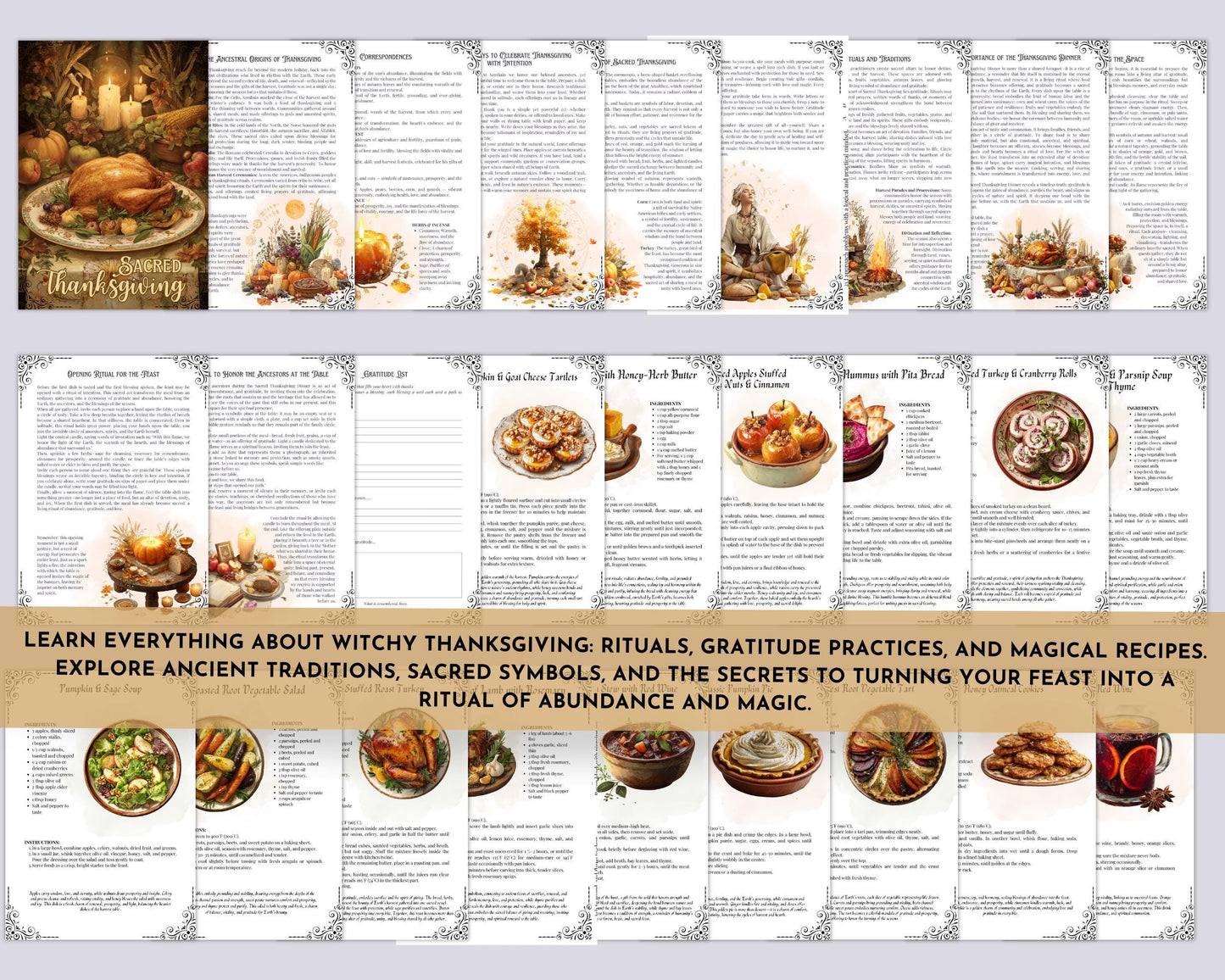 Witchy Thanksgiving Grimoire | Book of Shadows PDF | Rituals, Gratitude, Recipes & Harvest Magic. Printable