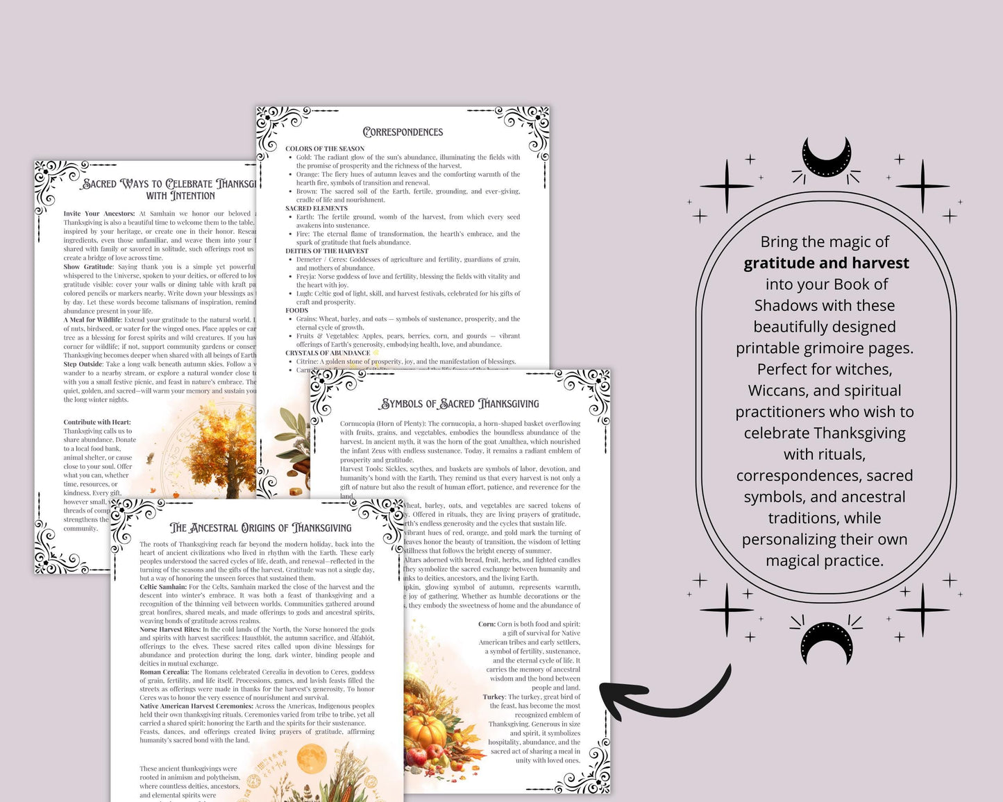 Witchy Thanksgiving Grimoire | Book of Shadows PDF | Rituals, Gratitude, Recipes & Harvest Magic. Printable
