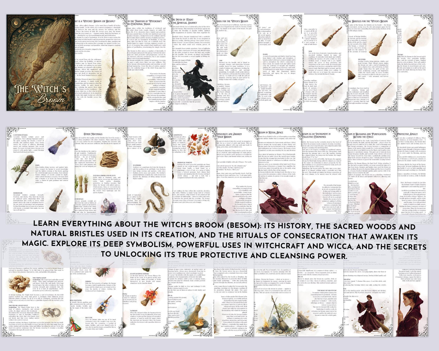 Witch’s Broom (Besom) | Printable Grimoire Pages | Book of Shadows PDF | Wicca Witchcraft Pagan Magic Guide
