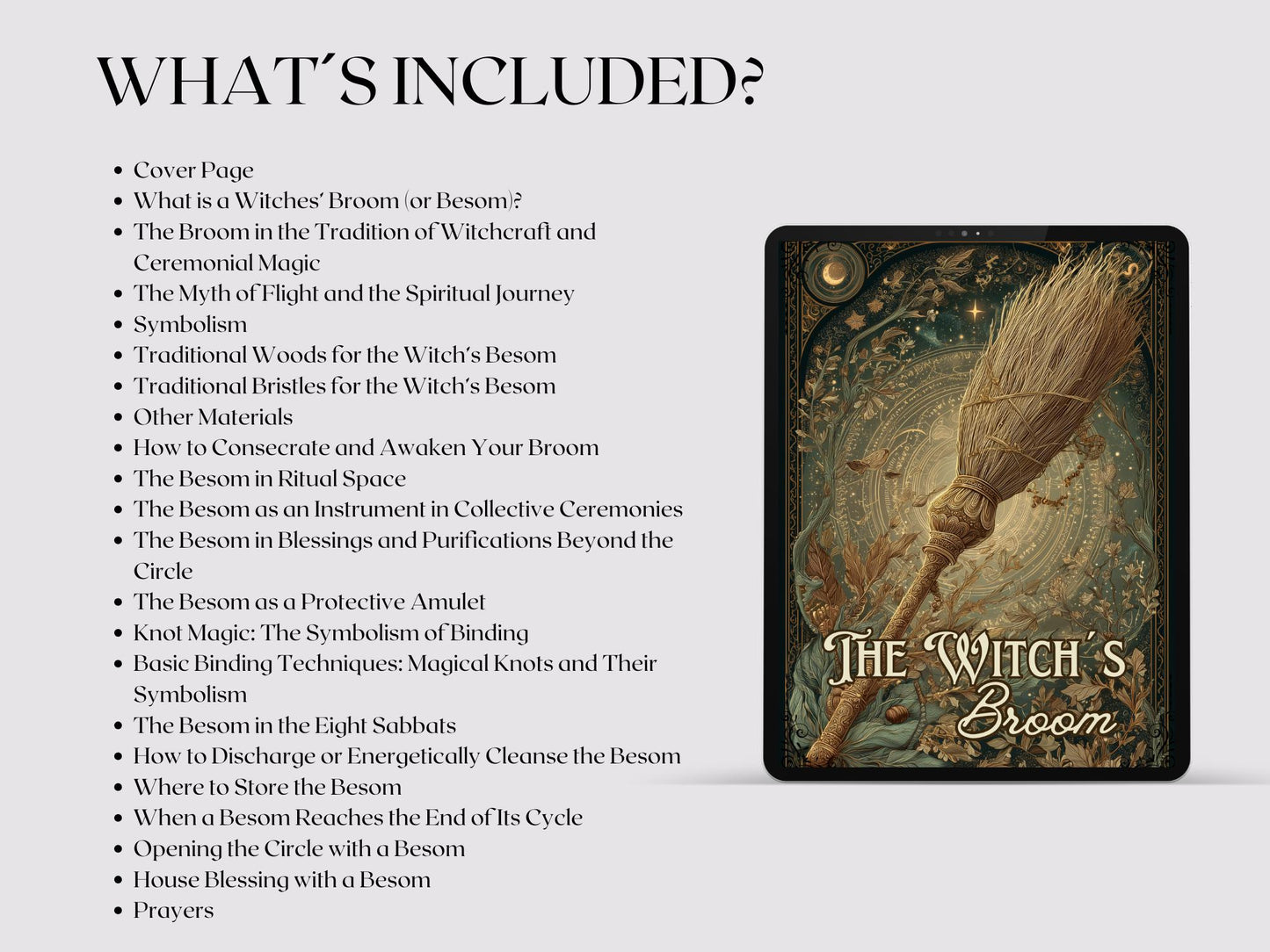 Witch’s Broom (Besom) | Printable Grimoire Pages | Book of Shadows PDF | Wicca Witchcraft Pagan Magic Guide