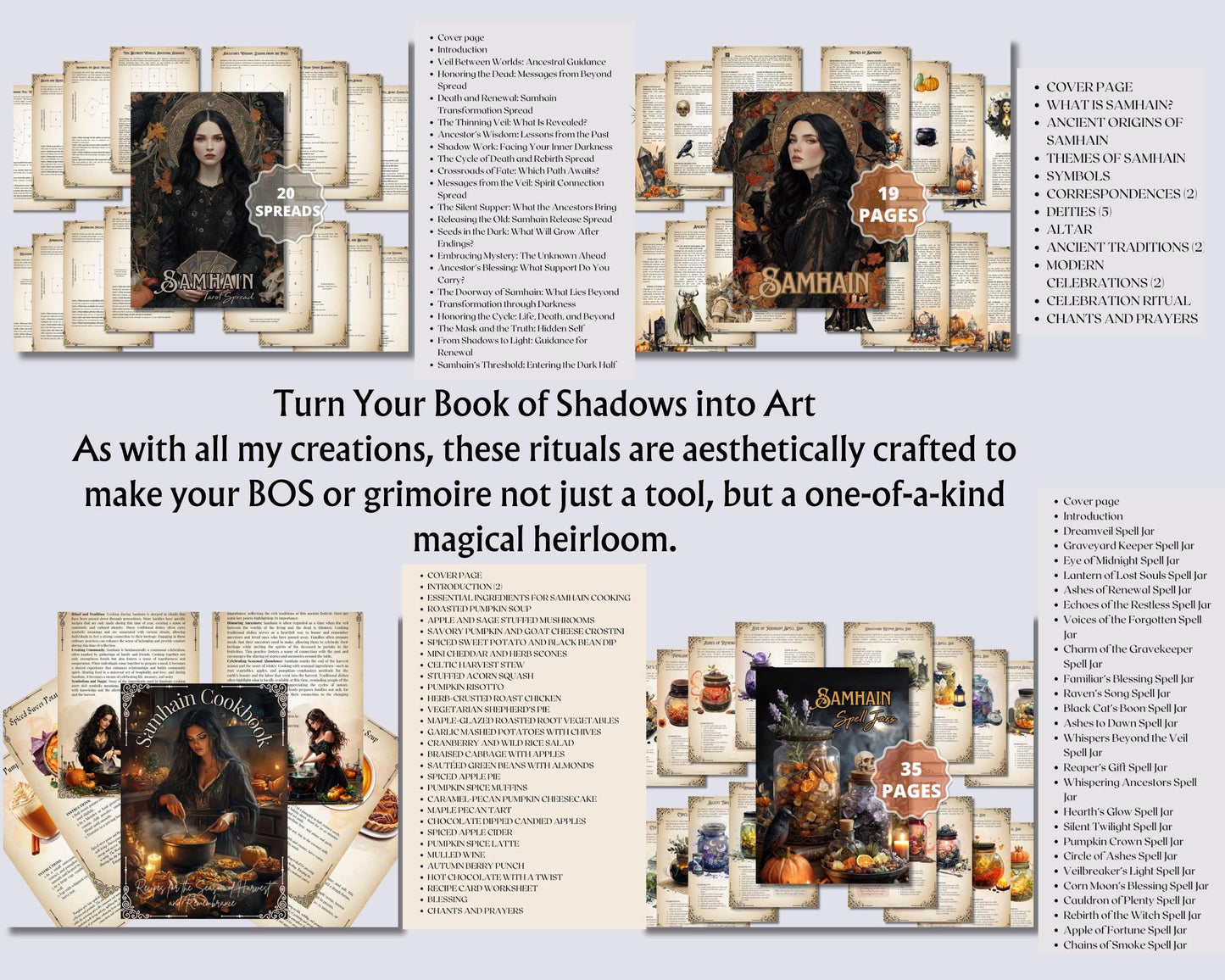 The Ultimate Samhain Collection | 260+ Book of Shadows Pages, Rituals, Spells, Ouija session, Recipes, Tarot Spreads & Witchcraft Printables