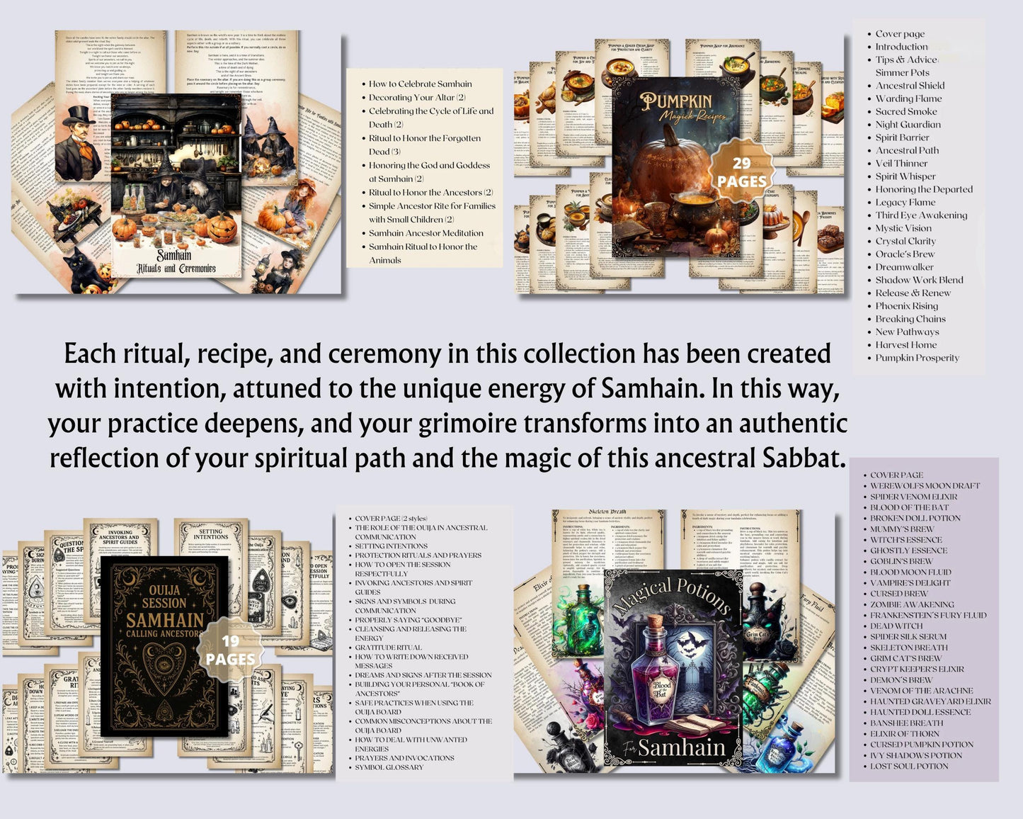 The Ultimate Samhain Collection | 260+ Book of Shadows Pages, Rituals, Spells, Ouija session, Recipes, Tarot Spreads & Witchcraft Printables