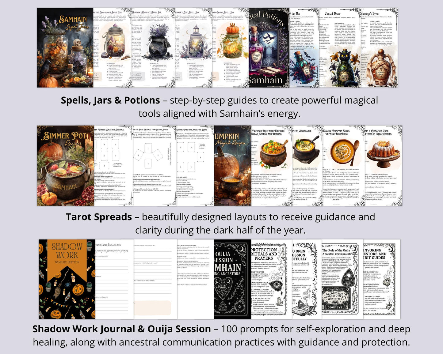 The Ultimate Samhain Collection | 260+ Book of Shadows Pages, Rituals, Spells, Ouija session, Recipes, Tarot Spreads & Witchcraft Printables