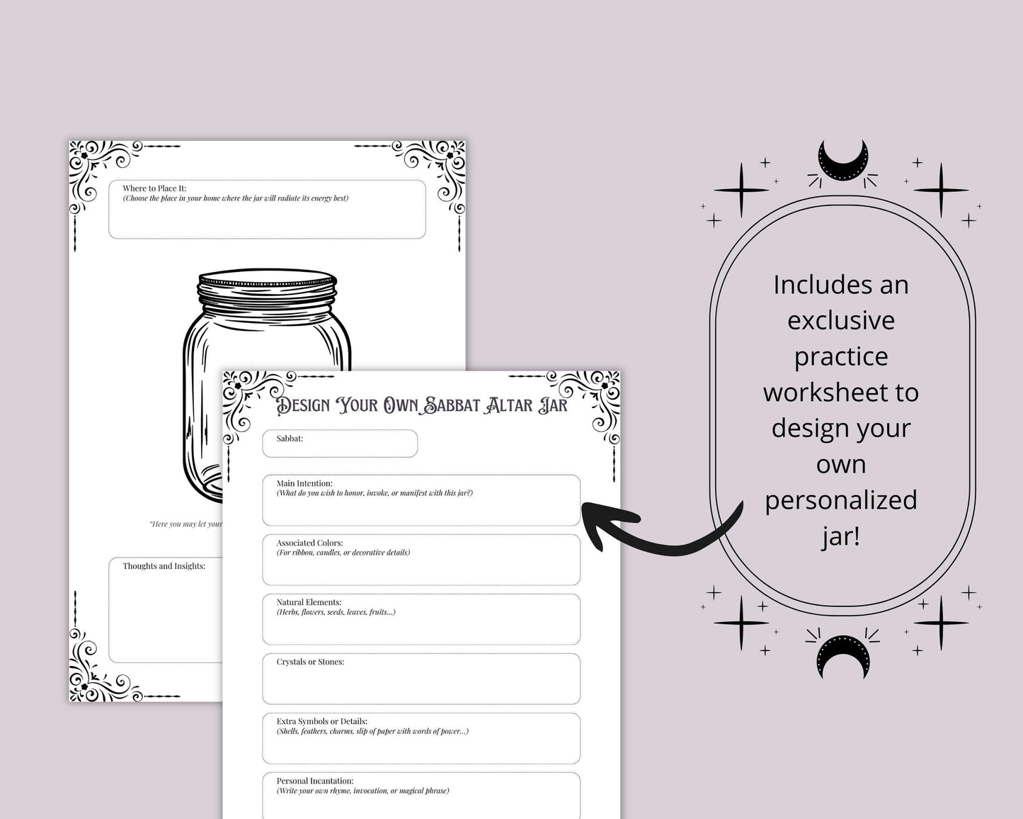 Wheel of the Year Spell Jar Grimoire Pages | Printable Wiccan Worksheets | Sabbat Altars | Printable