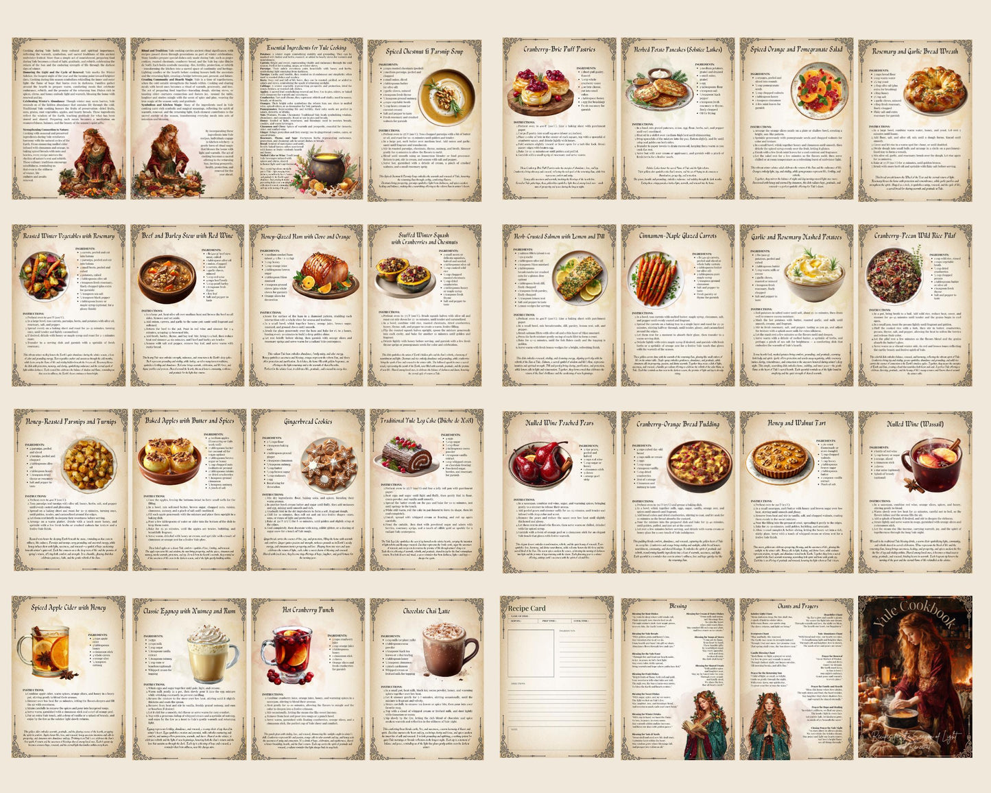 Yule Cookbook • Winter Solstice Recipes, Ritual Foods & Blessings | Digital Pagan Recipe Book | Printable