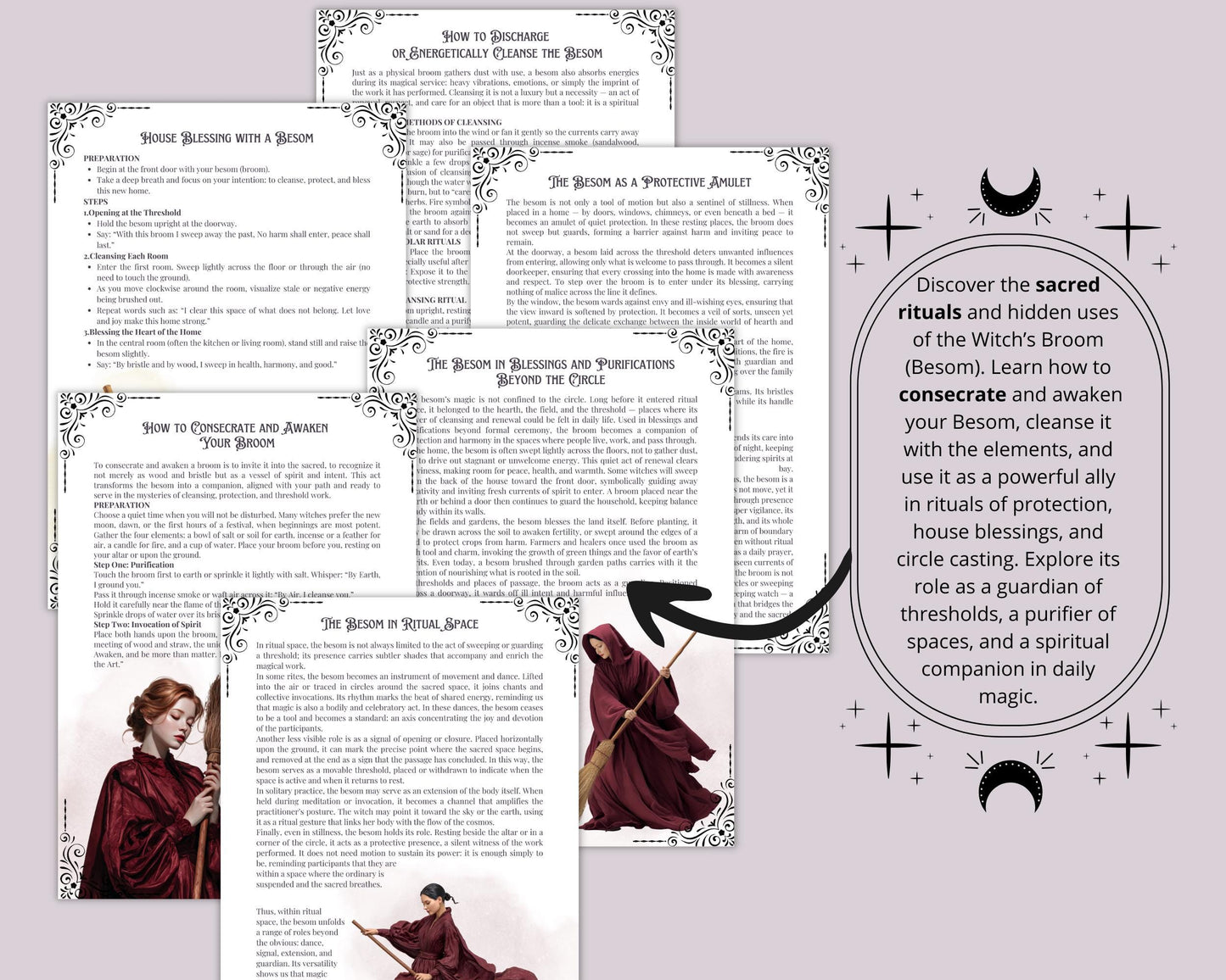 Witch’s Broom (Besom) | Printable Grimoire Pages | Book of Shadows PDF | Wicca Witchcraft Pagan Magic Guide