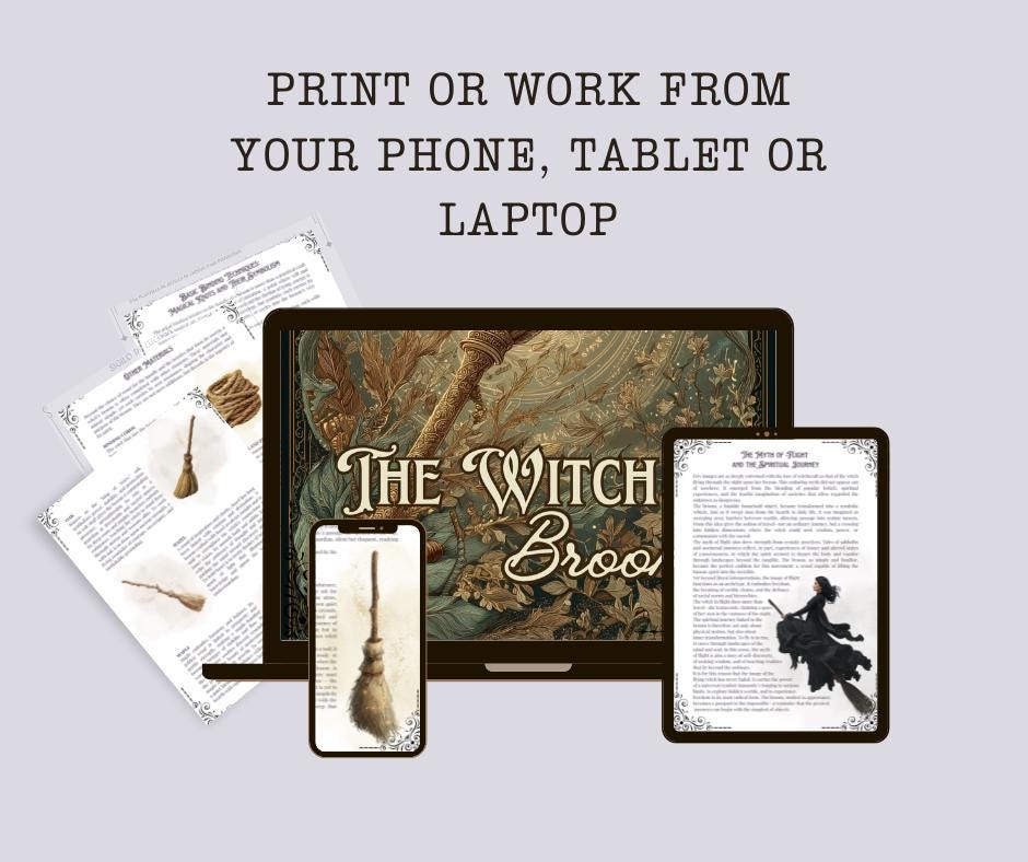 Witch’s Broom (Besom) | Printable Grimoire Pages | Book of Shadows PDF | Wicca Witchcraft Pagan Magic Guide