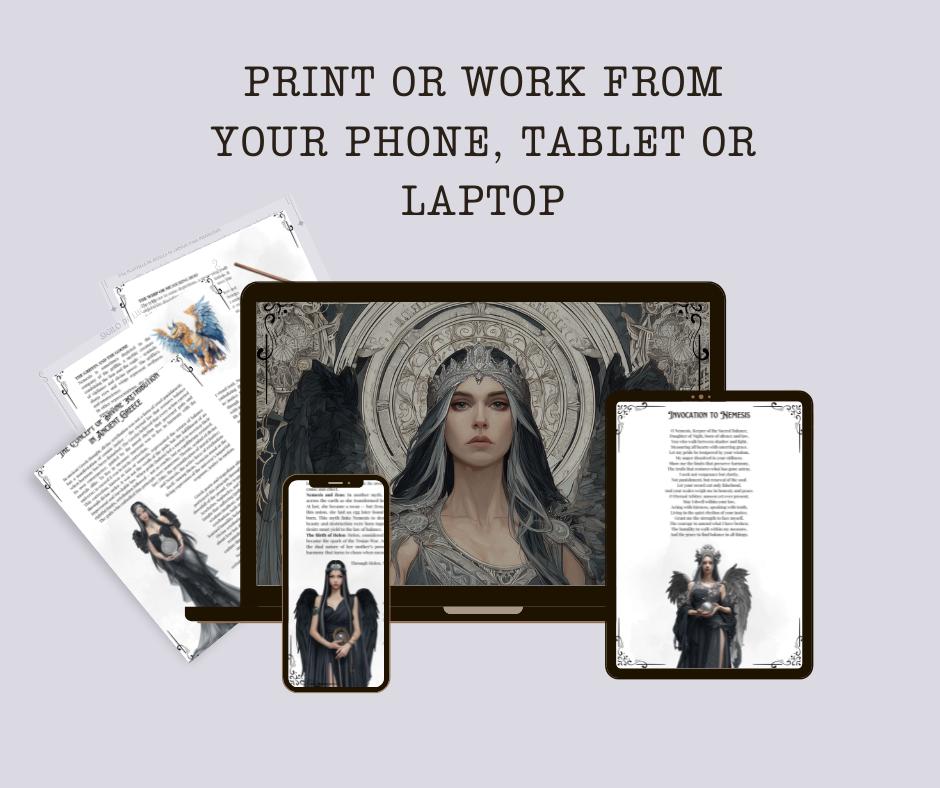 Nemesis Goddess of Justice & Balance – Printable Guide | Altar Devotion, Chants and Correspondences – Grimoire pages