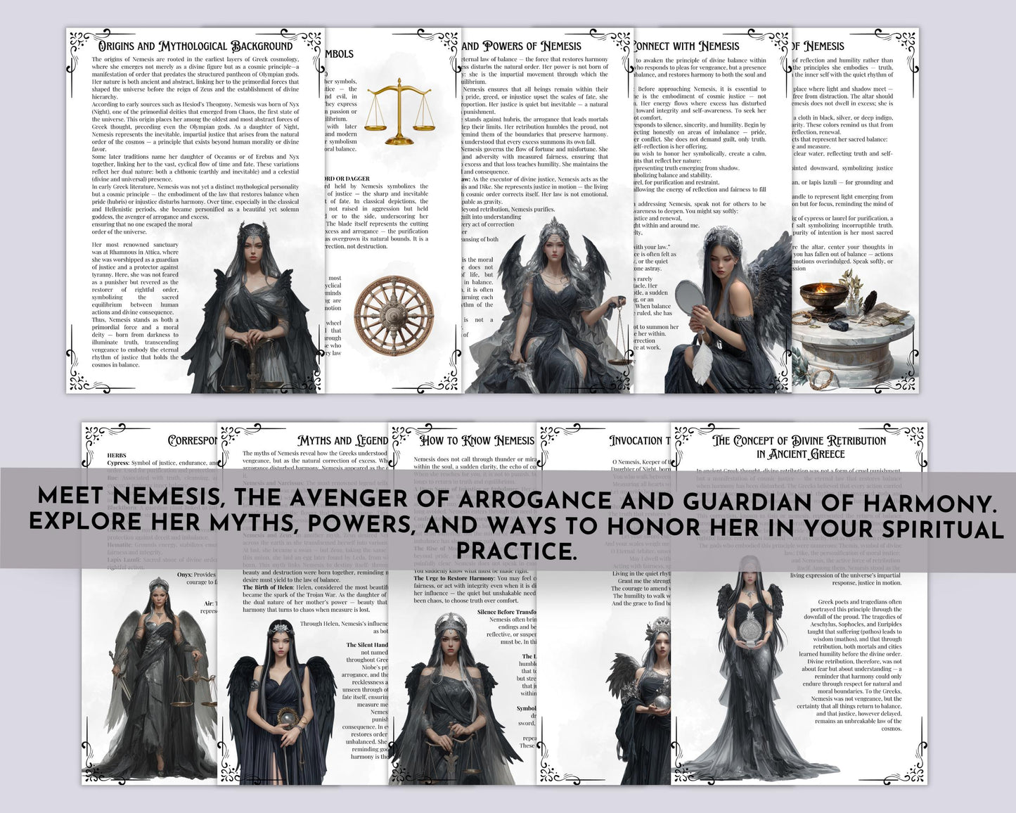 Nemesis Goddess of Justice & Balance – Printable Guide | Altar Devotion, Chants and Correspondences – Grimoire pages