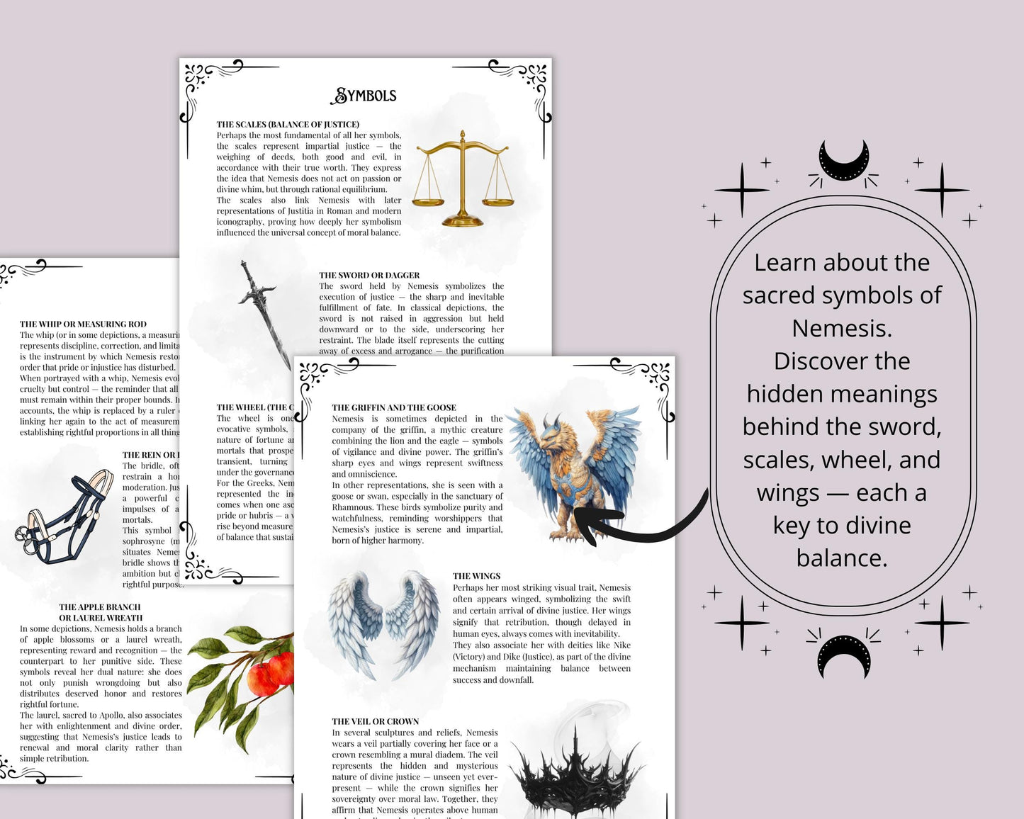 Nemesis Goddess of Justice & Balance – Printable Guide | Altar Devotion, Chants and Correspondences – Grimoire pages