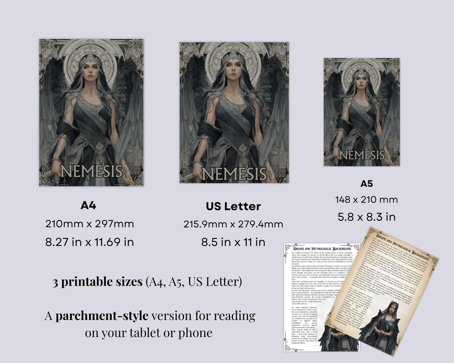 Nemesis Goddess of Justice & Balance – Printable Guide | Altar Devotion, Chants and Correspondences – Grimoire pages