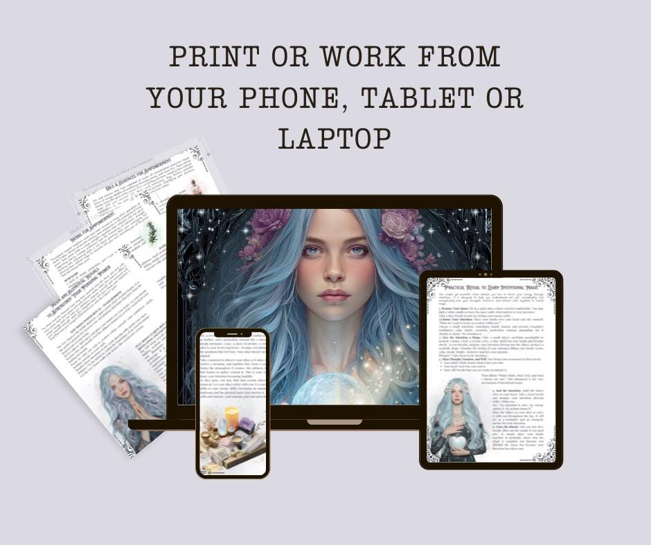 Personal Empowerment Grimoire pages • Spells, Rituals, Crystals, Herbs, Moon Magic • Printable.