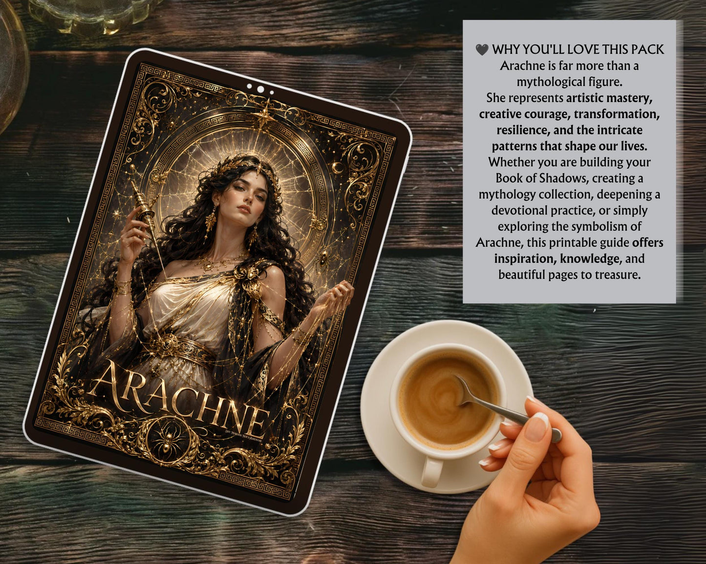 Arachne Grimoire Pages Printable PDF | Greek Mythology Book of Shadows | Witch Journal | Arachne Guide