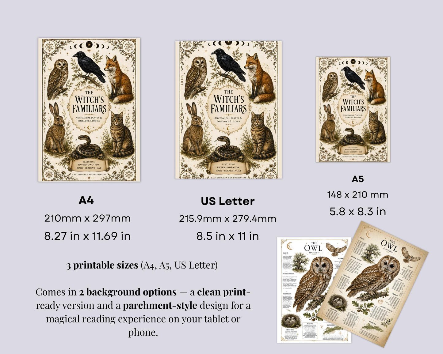 Witch Familiar Grimoire | Victorian Anatomy of Sacred Animals | Animal Symbolism & Anatomy | Book of Shadows Insert | Witchcraft Journal