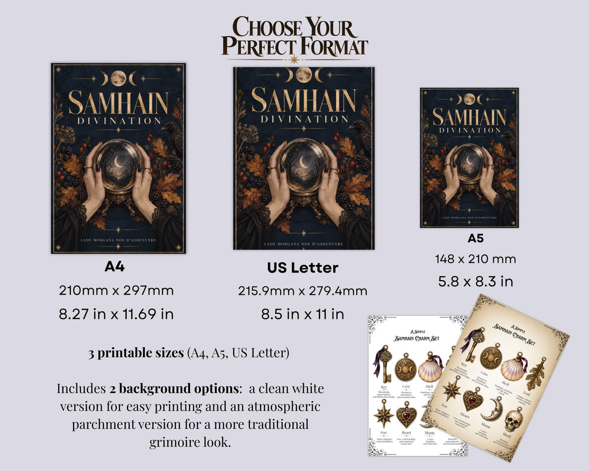 Samhain Divination Grimoire Pages | Book of Shadows Printable | Witchcraft PDF | Tarot, Scrying & Runes
