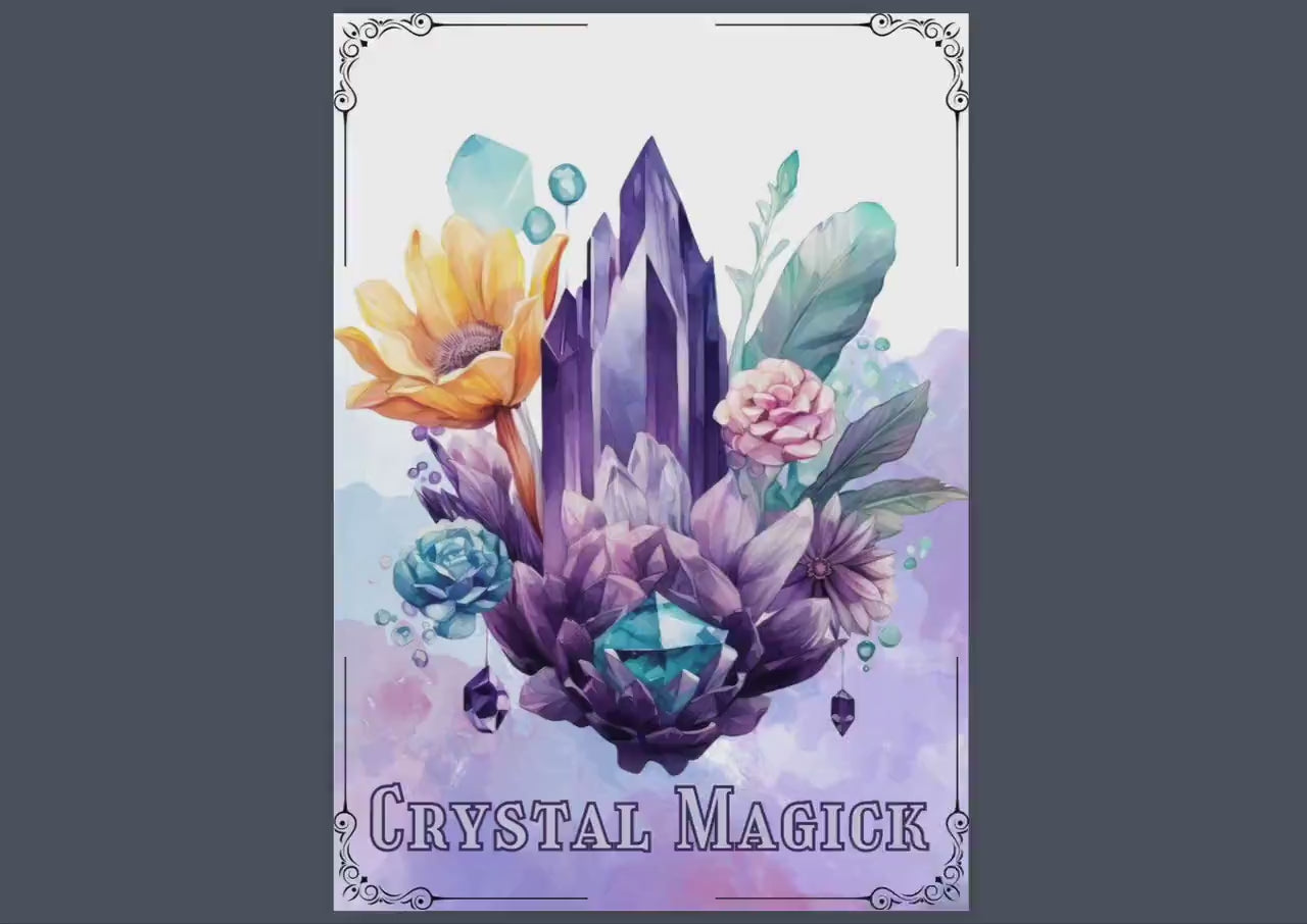 Crystal Magick. Basic Guide. Beautiful pages for your Grimoire or Book Of Shadows. Printable. BONUS