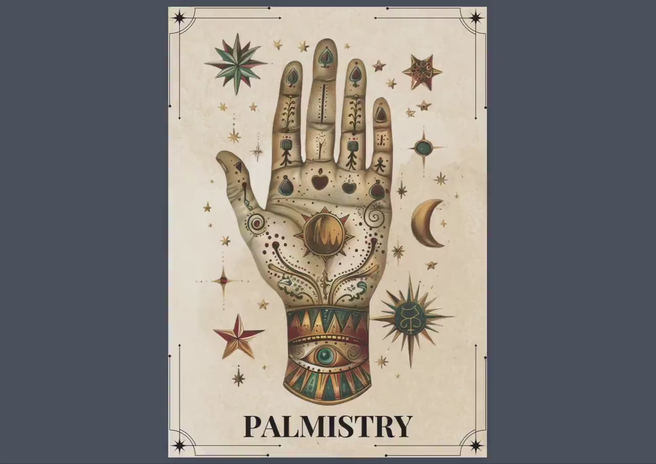Palmistry. Basic guide. Beautiful pages for your Grimoire or Book Of Shadows. Printable