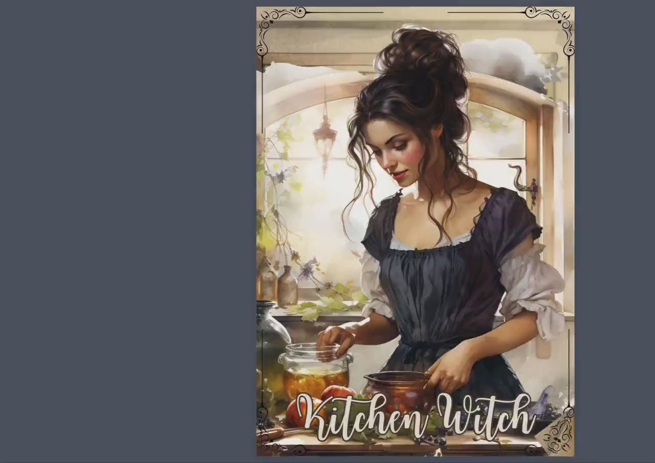 Kitchen Witch. Beautiful pages for your Grimoire or Book Of Shadows. Printable.