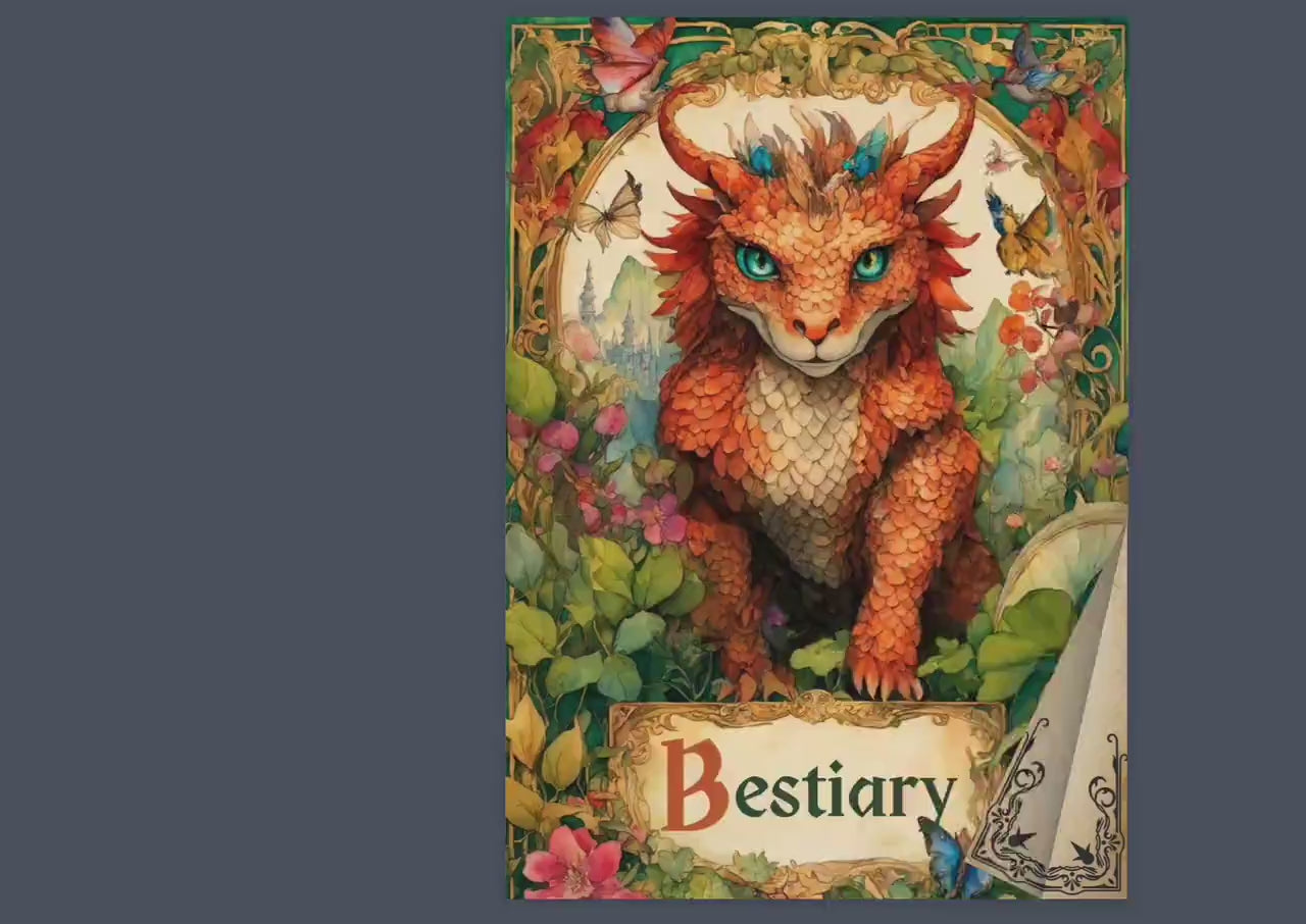 BESTIARY. Mythical Creatures - Beautiful pages for your Grimoire or Book Of Shadows. Printable. 84 pages