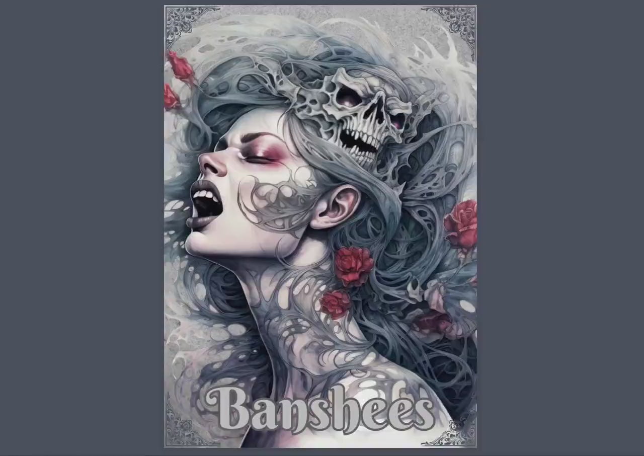 Banshee. “Woman of the fairies”. Beautiful pages for your Grimoire or Book of Shadows. Printable