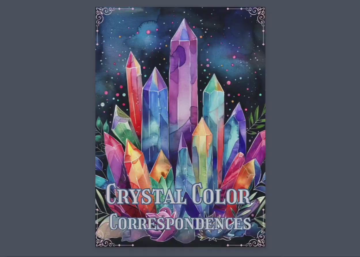 Crystal Color Correspondences. Beautiful pages for your Grimoire or Book Of Shadows. Printable