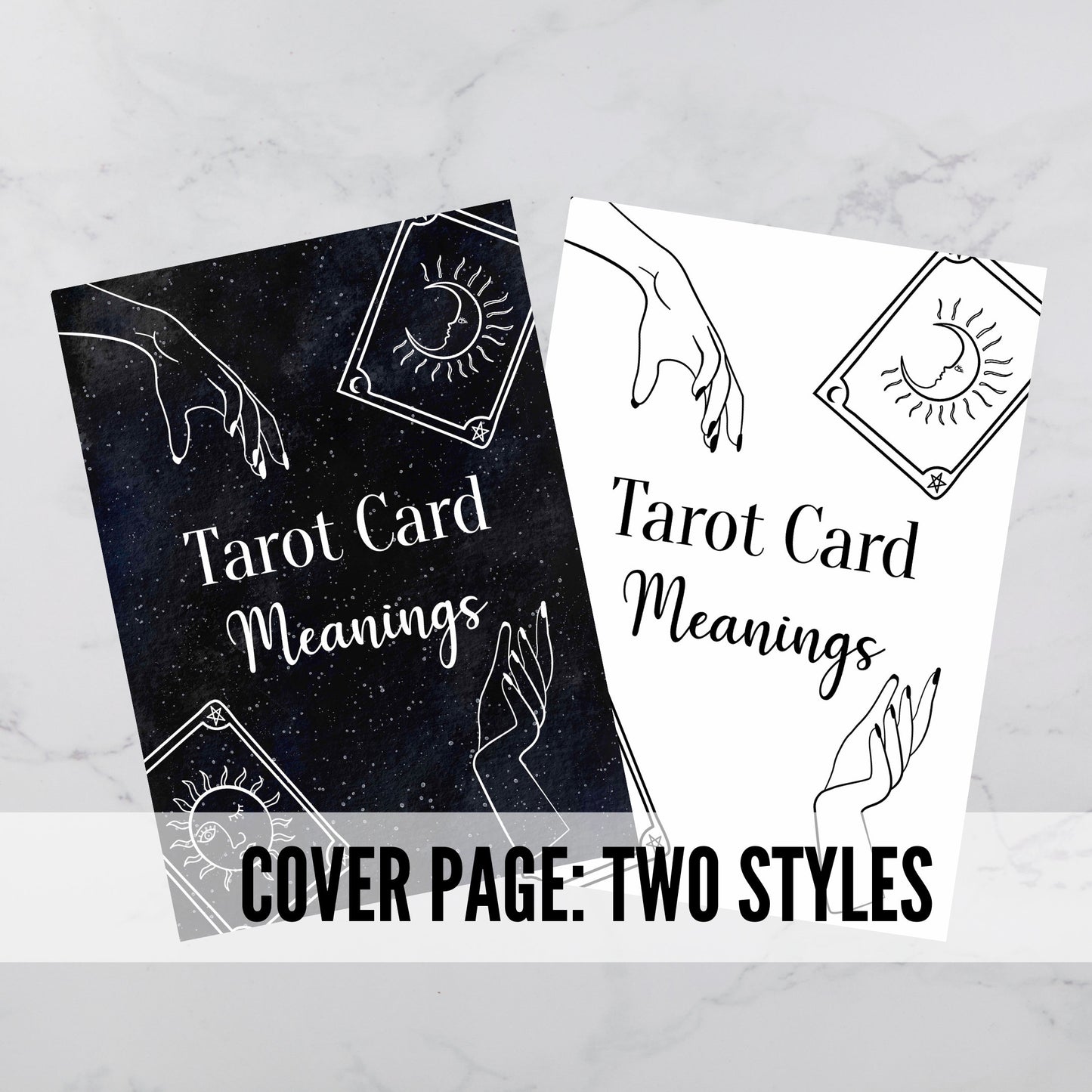 Tarot Cheat Sheet with Upright and Reversed Tarot Card Meanings to help with Tarot Spreads, Printable Tarot Journal Pages, Tarot Keywords