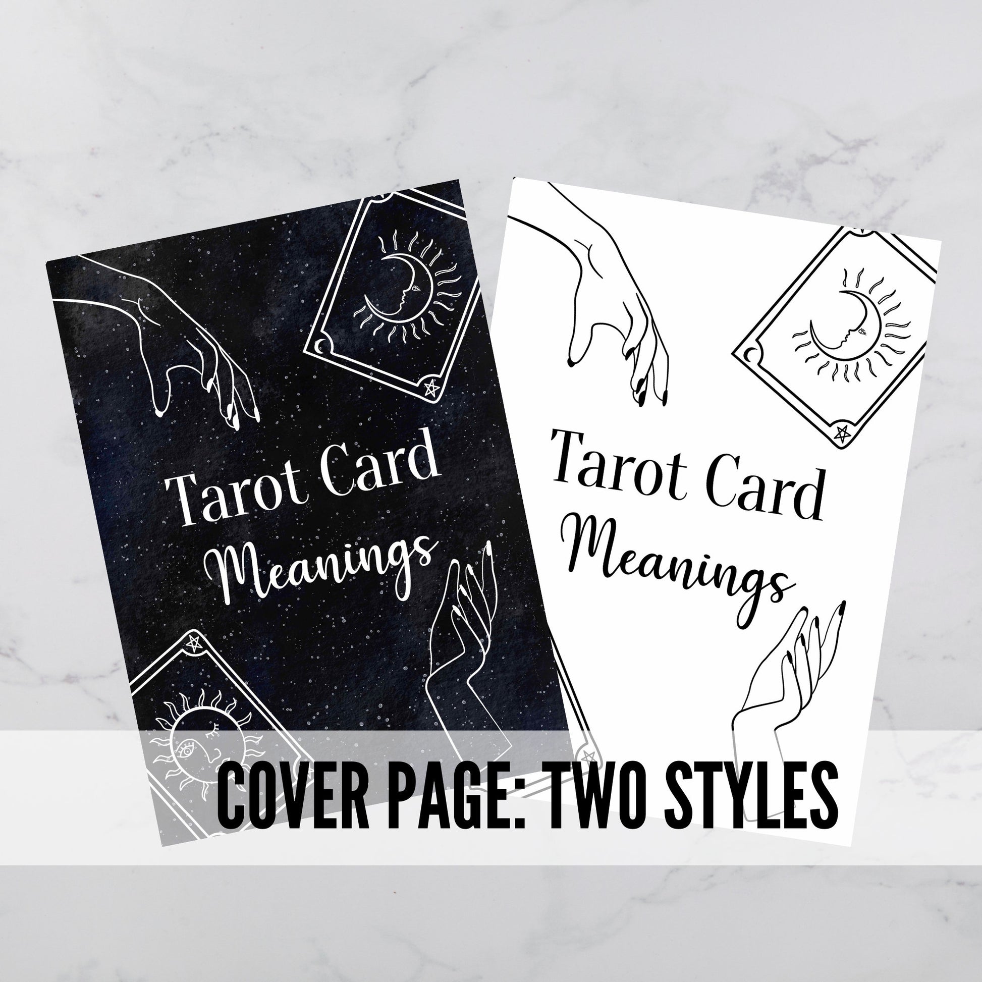 Tarot Cheat Sheet with Upright and Reversed Tarot Card Meanings to help with Tarot Spreads, Printable Tarot Journal Pages, Tarot Keywords