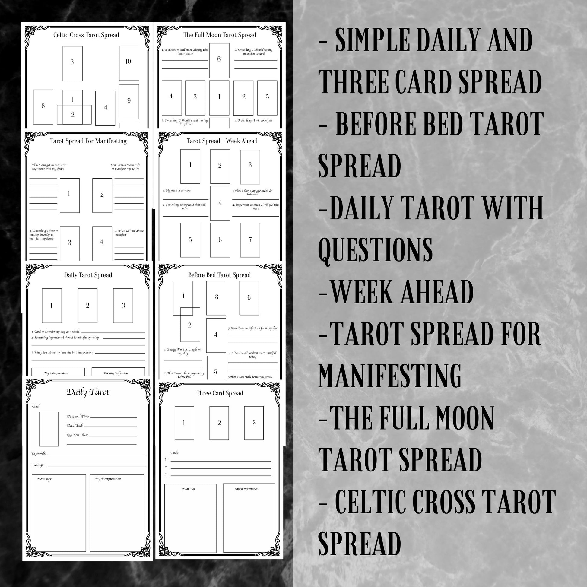Tarot Journal with stickers printable, Printable Journal Pages