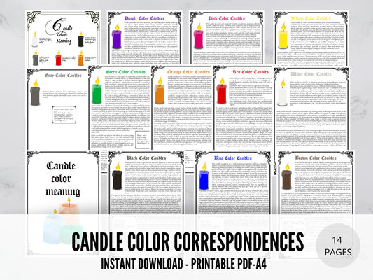 14 Pages CANDLE COLOR CORRESPONDENCES - Instant Download