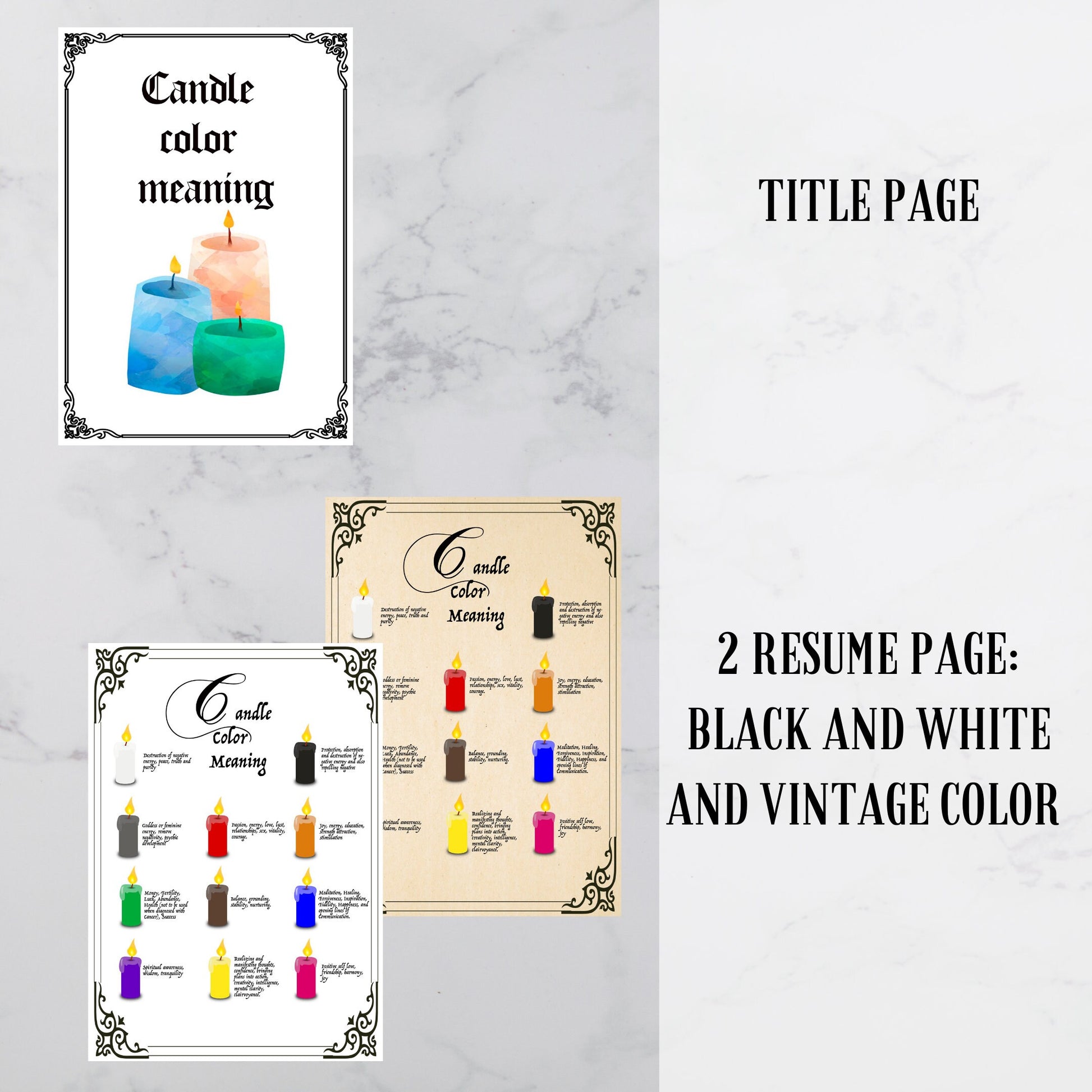 14 Pages CANDLE COLOR CORRESPONDENCES - Instant Download