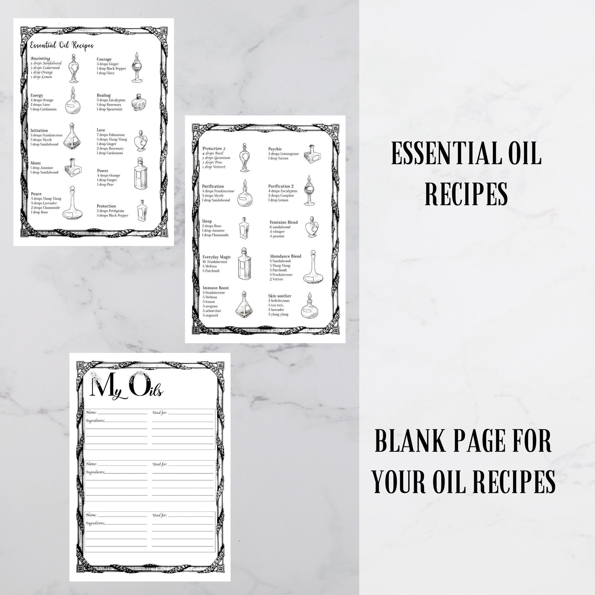 Magic oils, oils basics, grimoire pages