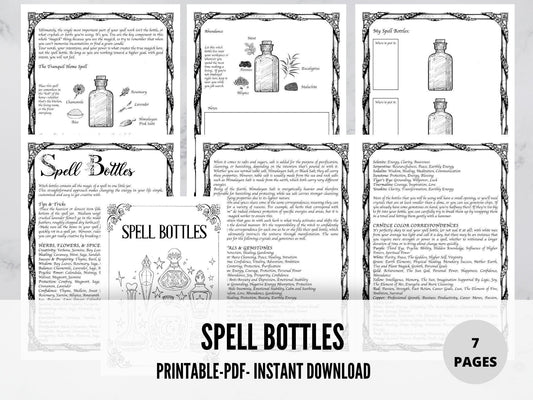 Spell Bottles, Witch Bottles, digital download, workpage