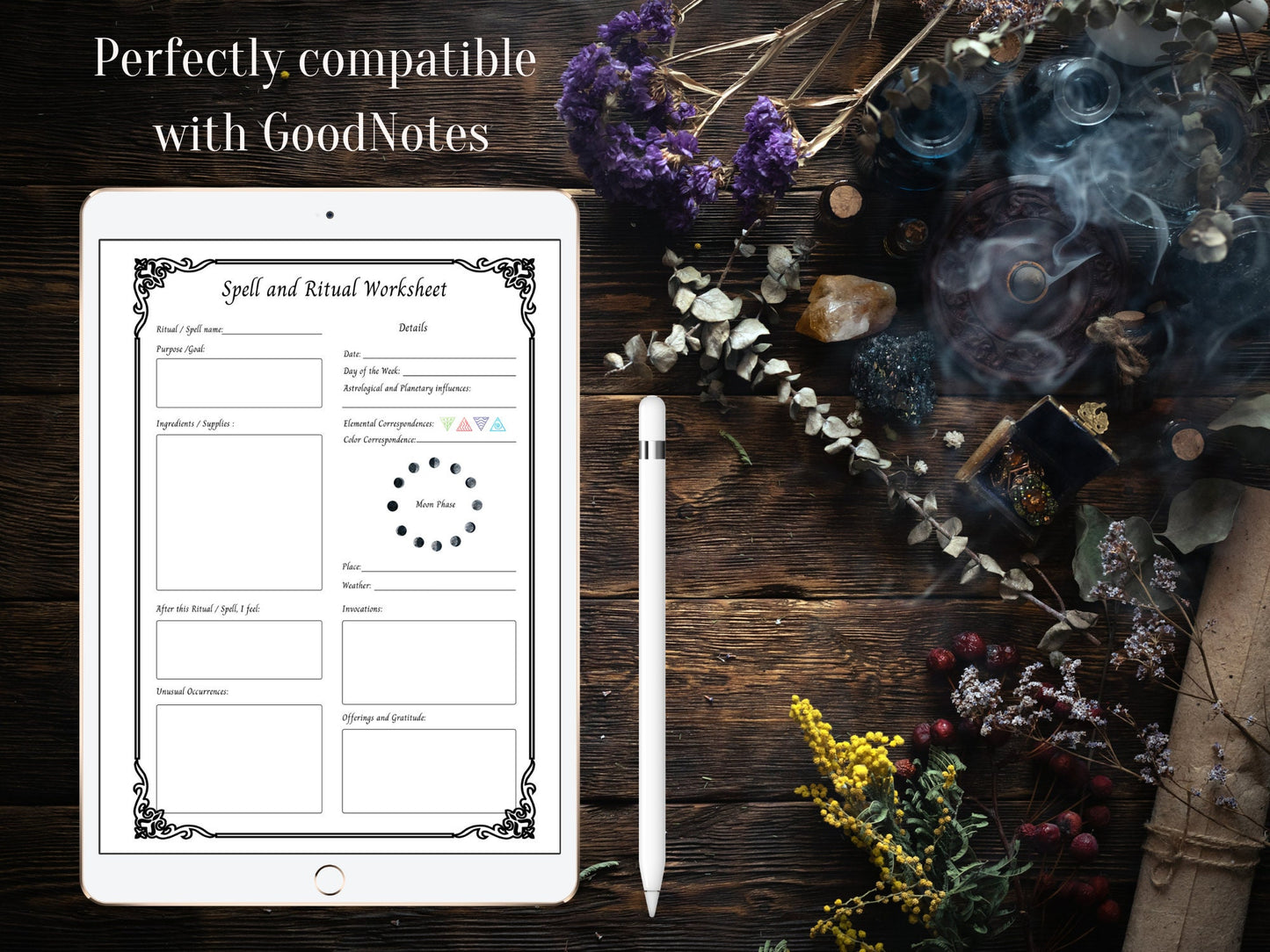 SPELL & RITUAL TEMPLATES 3 Pages Record your spells and rituals - Printable Book of Shadows- spell worksheet