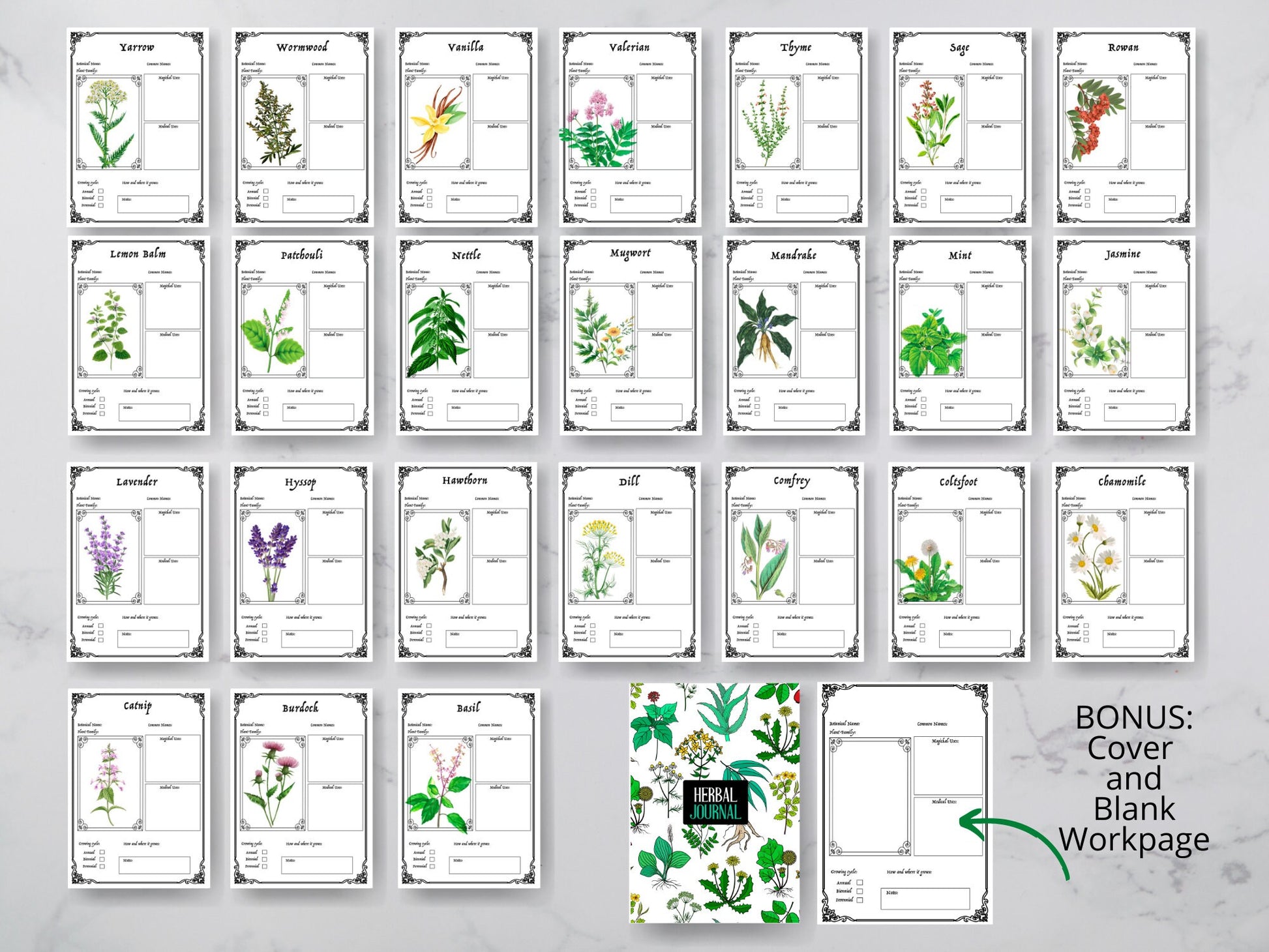 25 pages WITCH'S HERBAL Journal Planner
