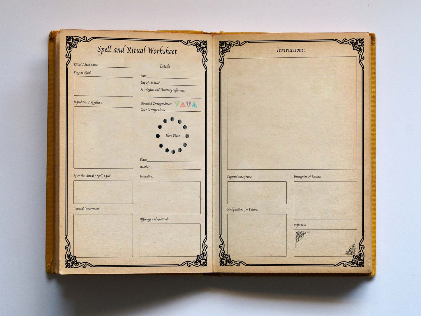 SPELL & RITUAL TEMPLATES 3 Pages Record your spells and rituals - Printable Book of Shadows- spell worksheet