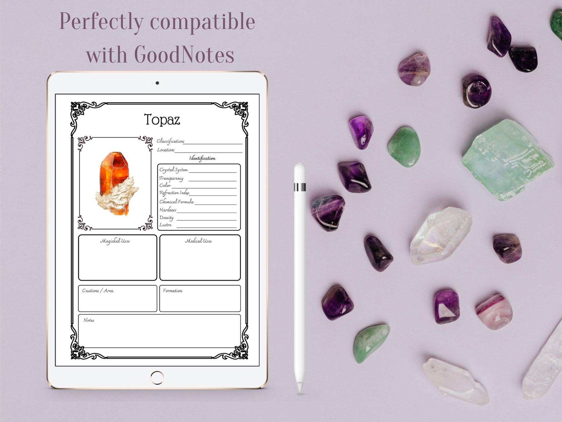 25 pages WITCH'S Crystal and Gemstone Journal | Crystal Book of Shadows Pages | Grimoire Pages | Witchcraft Supplies