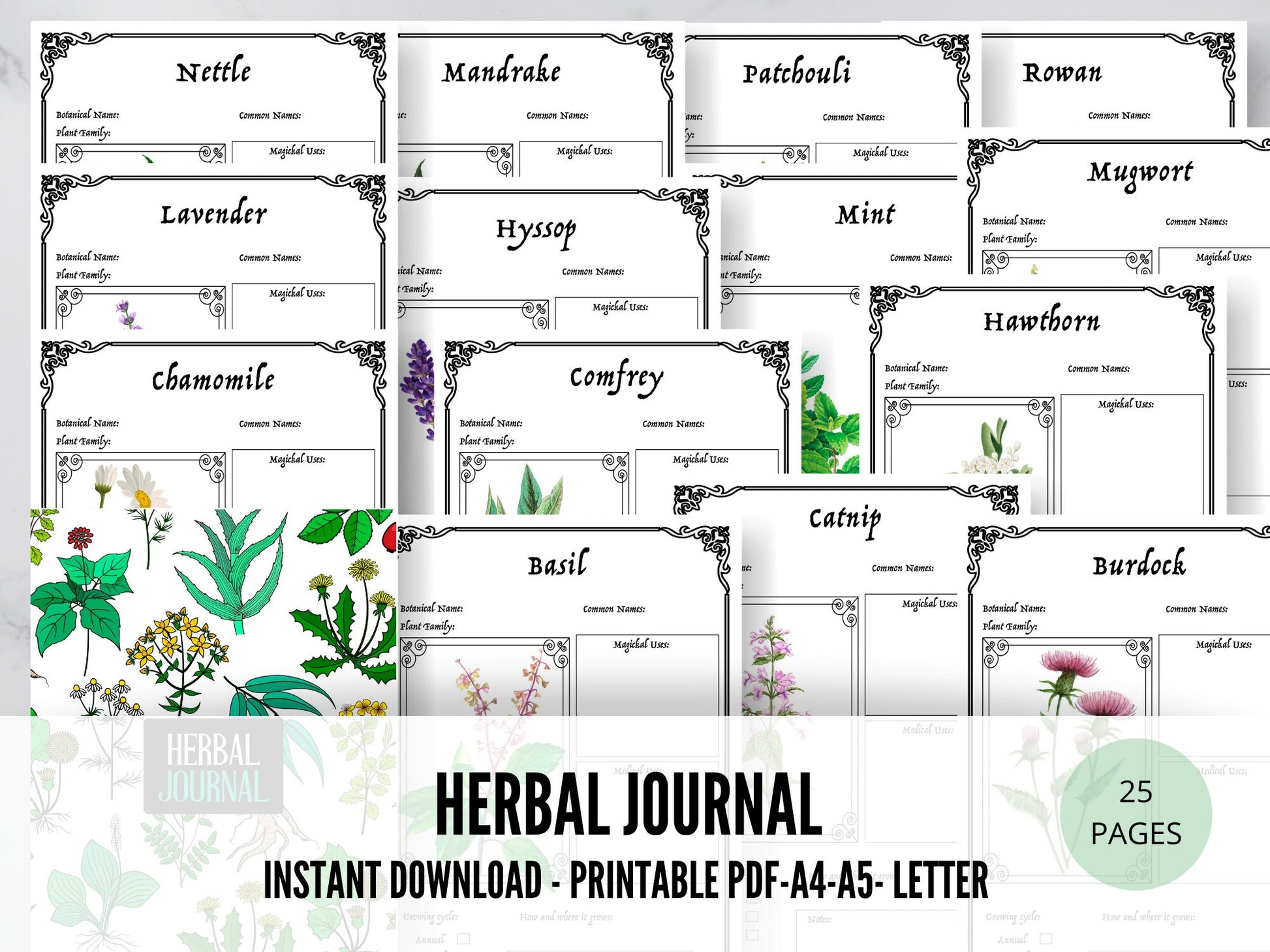 25 pages WITCH'S HERBAL Journal Planner